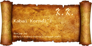 Kabai Kornél névjegykártya